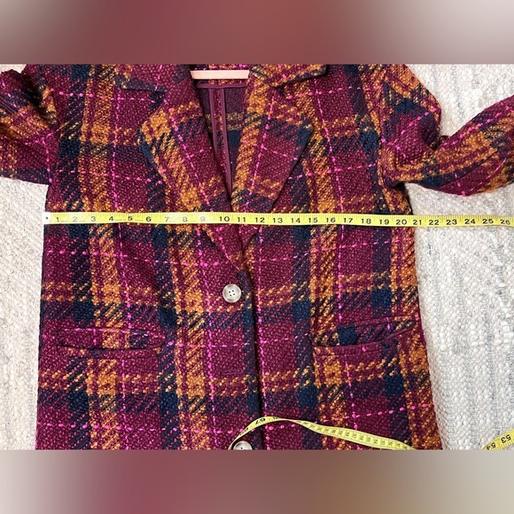 A NEW DAY Maroon, orange & black plaid wool blend jacket size M - Picture 13 of 14